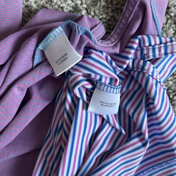 Peter Millar Summer Comfort Mens Sz M Polo Shirt Lot Of 2 Purple Solid & Striped - Picture 5 of 7